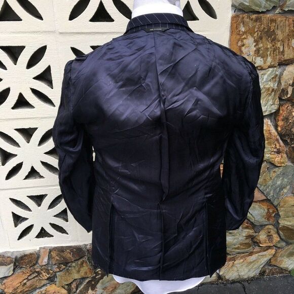 Phineas Cole Men's Sports Coat Navy Blue Striped Wool Cashmere Size 40 L Long - Picture 9 of 9